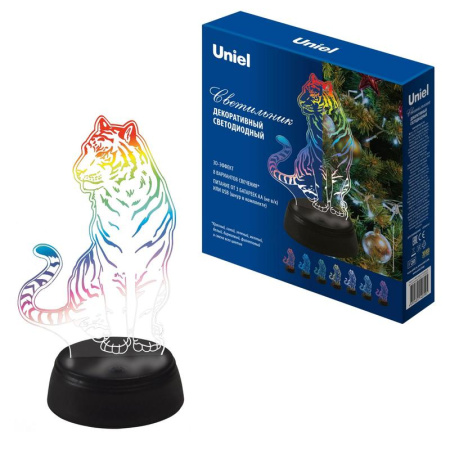 Светильник декоративный ULI-M507 RGB/3AA TIGER/BLACK с эффектом 3D "Тигр" 3AA (не в/к) 1 светодиод RGB свет  UL-00008402