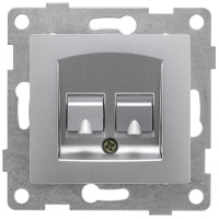 Розетка компьютерная + телефонная 2-м СП Ugra RJ45 + RJ12 механизм серебр.  С11КТ-004