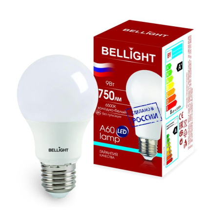 Лампа светодиодная LED A60 220В 9Вт E27 750лм 6500К  86363996