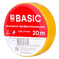 Изолента класс А 0.18х19мм (рул.20м) желт.  plc-iz-a-y
