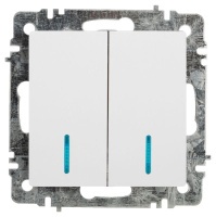 Выключатель  Accent 6-105-01 двойн. с подсветкой 10А-250В IP20 СУ AL/CU бел.  Б0063505