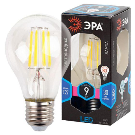 Лампа светодиодная филаментная F-LED-9W-840-E27 9Вт A60 грушевидная 4000К нейтр. бел. E27  Б0043434
