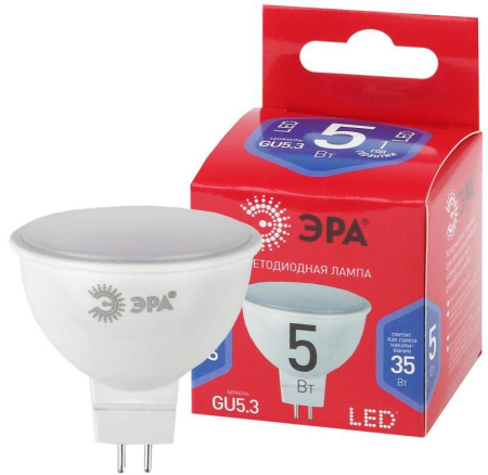 Лампа светодиодная RED LINE LED MR16-5W-865-GU5.3 R 5Вт MR16 софит 6500К холод. бел. GU5.3  Б0045349