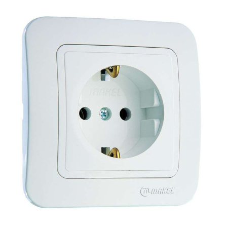 Розетка 1-м СП Lillium 16А IP20 с заземл. бел./бел.  70028