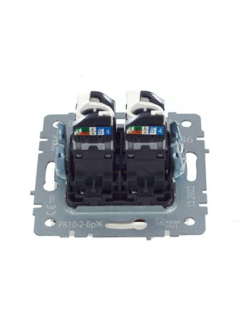 Розетка компьютерная двойн. СП RJ45 кат.5E BRITE РК10-2-БрЖ механизм жемчуж.  BR-K20-1-K36