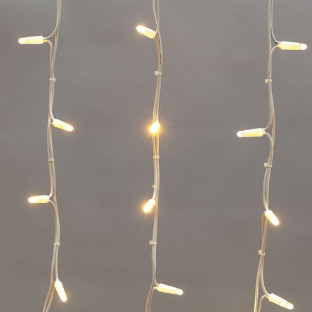 Гирлянда светодиодная "Айсикл" (бахрома) 4х0.6м 128LED тепл. бел. 10Вт 230В IP67 провод каучук бел. (нужен шнур питания 315-001)  255-206