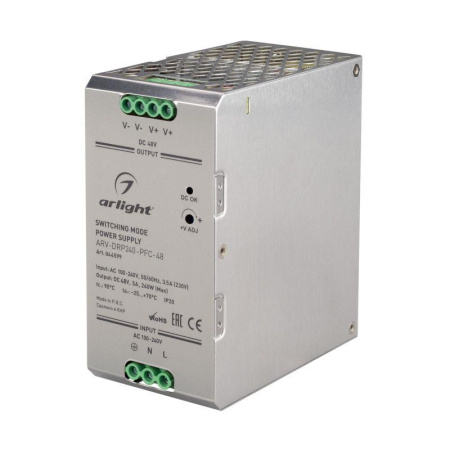 Блок питания ARV-DRP240-PFC-48 (48В 5А 240Вт) IP20 металл  044599