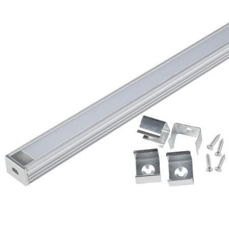 Профиль накладной UFE-K10 SILVER/FROZEN 200 POLYBAG матов. алюм. рассеив. 200см в компл. 2 заглушки и 4 крепежа  UL-00005029