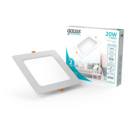 Светильник Elementary Downlight 20Вт 4000К IP20 1700лм 170-260В 170х26 квадрат монтаж бел. LED  998420218