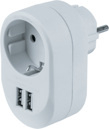 Адаптер 1-м 61 454 NAD-USB01-1E-C-WH + 2хUSB 3.4А с заземл. Navigator 61454