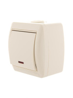 Выключатель 1-кл. ОП Nata 10А IP20 с подсветкой крем.  710-0300-111