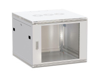 Шкаф настенный 19дюйм TERACOM PRO 9U 600х600мм дверь стеклянная с замком-ручкой сер.  TRP-WLL-0966-40G