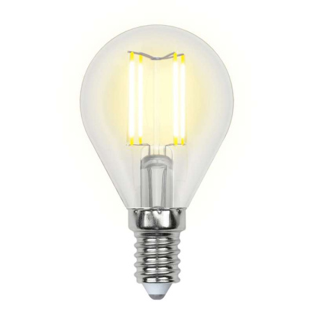 Лампа светодиодная LED-G45-5W/WW/E14/CL/DIM GLA01TR форма "шар" прозр. Air свет теплый бел. 3000К диммир. упак. картон  UL-00002866