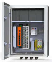 Термошкаф коммутационный 4хPoE 2хSFP 4хSC АКБ 4х12В 7А/ч IP66 300х400х210мм 6 УТП 4КУ AКБ 7А  00-00015651