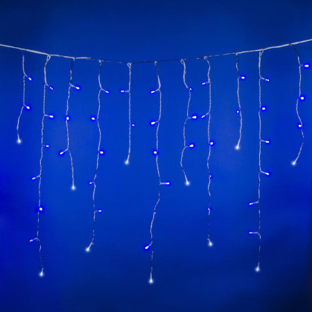 Гирлянда светодиодная "Бахрома" ULD-B3007-200/TTK BLUE-WHITE IP44 3м 200LED син./бел. с эффектом мерцания соединяемая провод прозр.  UL-00007210