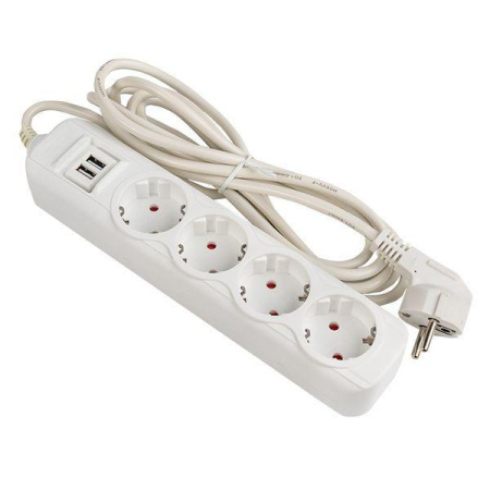 Удлинитель 4х2м 16А IP20 Эксперт 3.5кВт 2хUSB 2.1А ПВС 3х1 PROxima  UBA16-2USB-4-02i