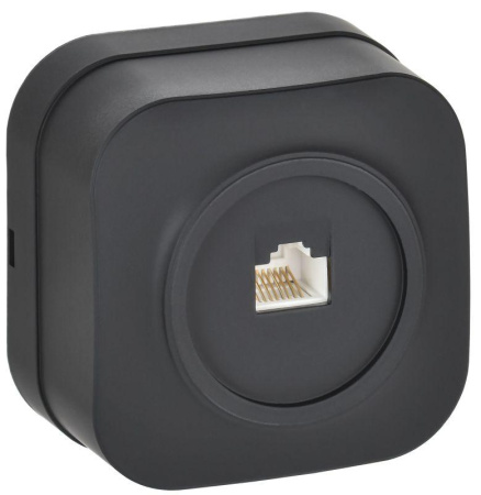 Розетка компьютерная ОП RJ45 кат.5E GLORY РК10-ХЧм черн. матов.  EKH10-K02M