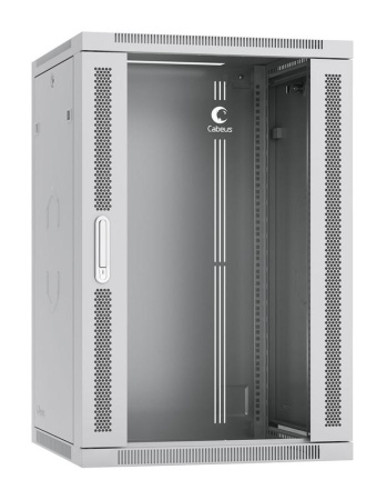 Шкаф телекоммуникационный настенный SH-05F-18U60/60 19дюйм 18U 600х600х901мм дверь стекло сер. (RAL 7035)  7067c