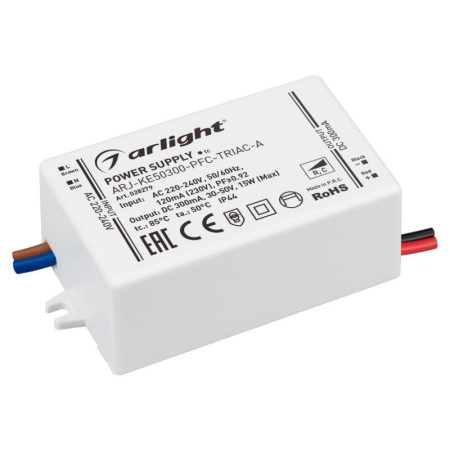 Блок питания ARJ-KE50300-PFC-TRIAC-A 15Вт 300мА IP44 пластик 5 лет  028279