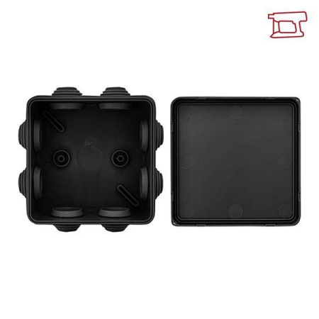 Коробка распаячная КМР-030-031 с крышкой наружная 85х85х40 8 мембранных вводов IP55 черн.  plc-kmr-030-031-b