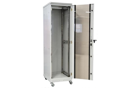 Шкаф телекоммуникационный напольный 19дюйм 24U 600Х600 ШТ-НП-24U-600-600-С передняя дверь стекло ССД 130411-00501