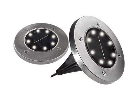 Светильник светодиодный SLR-S12 8SMD грунтовый IP44 корпус нерж. сталь солнечная батарея (уп.2шт)  5040984