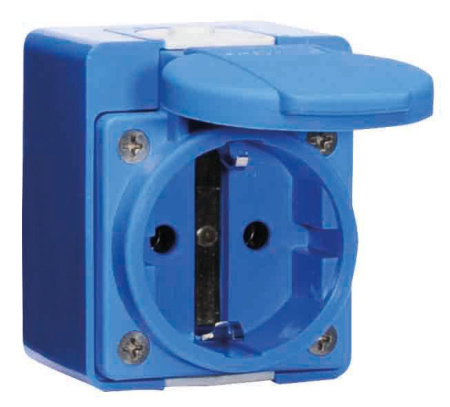 Розетка настенная Schuko 16А 3п 2P+PE 250В IP44 66х54  724