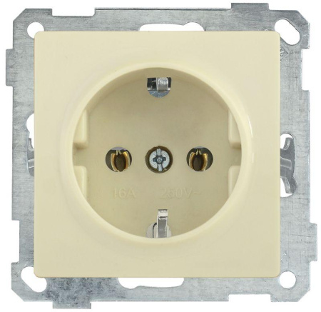 Розетка 1-м СП Bolero РС11-1-0-Б 16А IP20 с заземл. механизм крем.  ERB11-K33-16