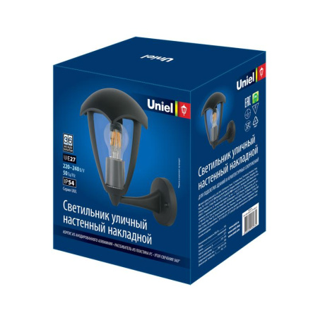Светильник светодиодный уличный UUL-S80A 60W/E27 IP54 BLACK под лампу Е27 архитектурный накладной корпус черн.  UL-00006812