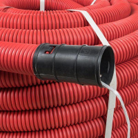 Труба гофрированная двустенная ПНД гибкая d63мм с протяжкой SN13 красн. (уп.50м) PROxima  tg2st-63-50m