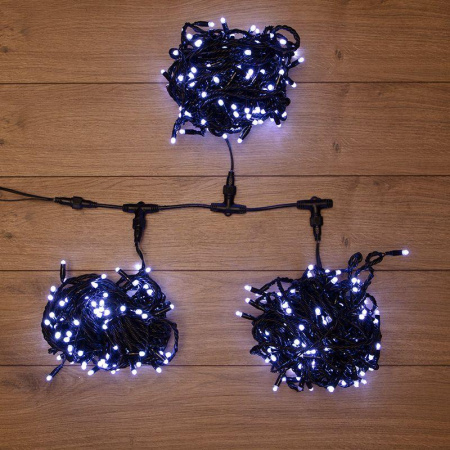 Гирлянда светодиодная "LED ClipLight" 3 нити х20м 399LED бел. 25Вт 24В IP65 свечение с динамикой с трансф.  323-305