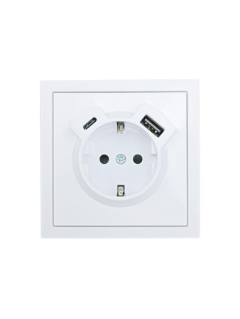 Розетка 1-мест. с/з Type-C+USB разъем СП ZIMA бел.  704-0288-181TC