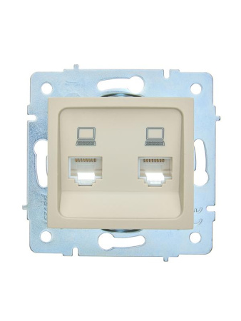 Розетка компьютерная 2-м СП ASTI IP20 RJ45 механизм крем.  7081-0388-141