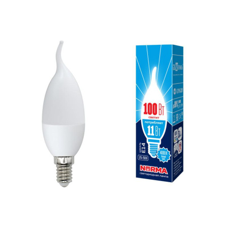 Лампа светодиодная LED-CW37-11W/NW/E14/FR/NR Norma 11Вт матовая E14 (упак. картон)  UL-00003816