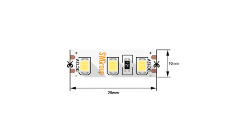 Лента светодиодная стандарт 2835 120LED/м 12Вт/м 12В IP20 со скотчем 3М холод. бел. (уп.5м)  00-00009238