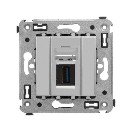Розетка USB 3.0 1-м СП Avanti "Закаленная сталь" тип А-А  4404303