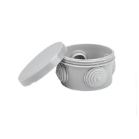 Коробка распаячная КМР-040-038 наружная с крышкой 65х40 4 мембранных ввода IP54 розн. стикер PROxima  plc-kmr-040-038-r