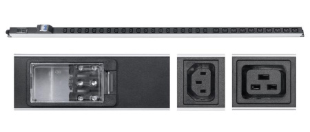 Блок розеток для 19дюйм шкафов PDU-32-10C19-20C13-B-T вертик. 10 розеток IEC 320 C19 20 розеток IEC 320 C13 32А автомат защиты алюм. корпус клем. колодка  9546c