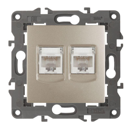 Розетка компьютерная 2-м Elegance 14-3108-04 RJ45 IP20 механизм шампань  Б0034311