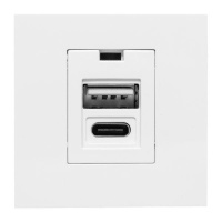 Розетка USB 2-м A+C 2.1А без индикатора бел.  E2MR2-21USB-10-AC