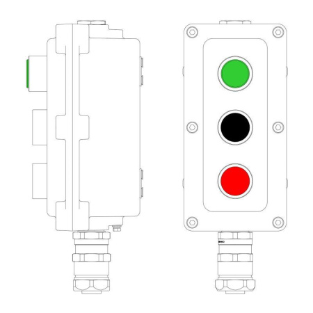 Пост управления взрывонепроницаемый из алюм. LCSD-03-B-MB-L1G(220)x1-P1B(11)x1-P1R(11)x1-PBMB-KAEPM2MHK-20 DKC LCSD21000123