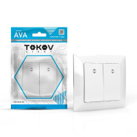 Переключатель проходной 2-кл. СП AVA 10А IP20 в сборе бел. TKL-AV-P2F-C01
