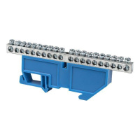 Шина нулевая N 6х9 20 отверст. цинк син. изолятор на DIN-рейку PROxima  sn1-63-20-d