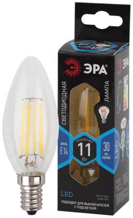 Лампа светодиодная филаментная F-LED B35-11W-840-E14 11Вт B35 свеча 4000К нейтр. бел. E14  Б0046987