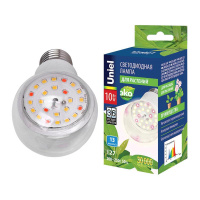 Лампа светодиодная LED-A60-10W/SPFB/E27/CL PLP30WH 10Вт A60 грушевидная прозрачная для растений спектр для фотосинтеза (упак. картон)  UL-00007404