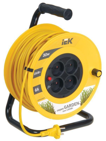 Удлинитель на катушке 4х30м без заземл. 6А IP20 Garden УК30 2х0.75 термозащита  WKP23-06-04-30