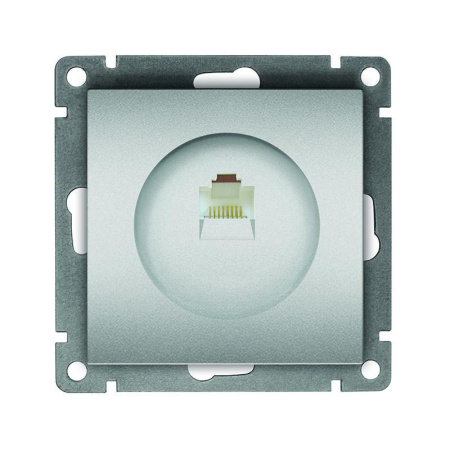 Розетка компьютерная 1-м СП Афина RJ45 кат.5E механизм серебр.  A0051-S