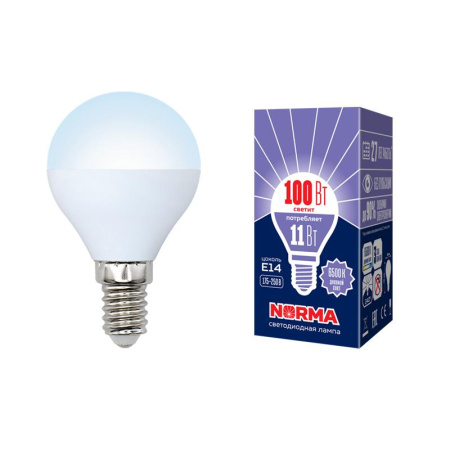 Лампа светодиодная LED-G45-11W/DW/E14/FR/NR Norma 11Вт матовая E14 (упак. картон)  UL-00003830
