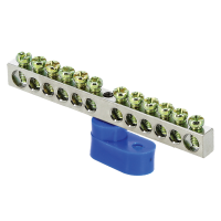 Шина нулевая N 6х9 12 отверст. цинк син. угловой изолятор PROxima  sn1-63-12-1