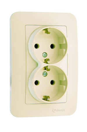 Розетка 2-м СП Lillium N 10А с заземл. крем.  55282